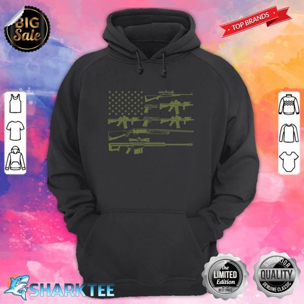 American Flag Gun July 4th Independence Day Hoodie