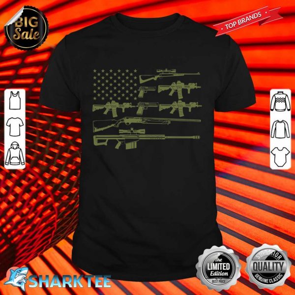 American Flag Gun July 4th Independence Day Shirt