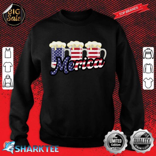 Beer USA Flag 4th Of July Fourth Independence Day Sweatshirt