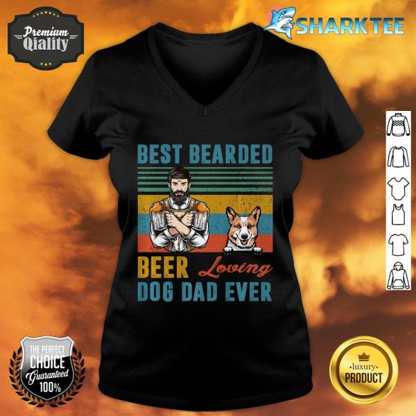Best Bearded Beer Loving Dog Dad Ever Corgi Dog Pet Lover Premium V-neck