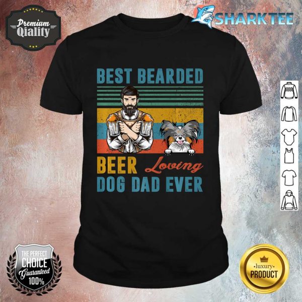 Best Bearded Beer Loving Dog Dad Ever Papillon Dog Lover Premium Shirt