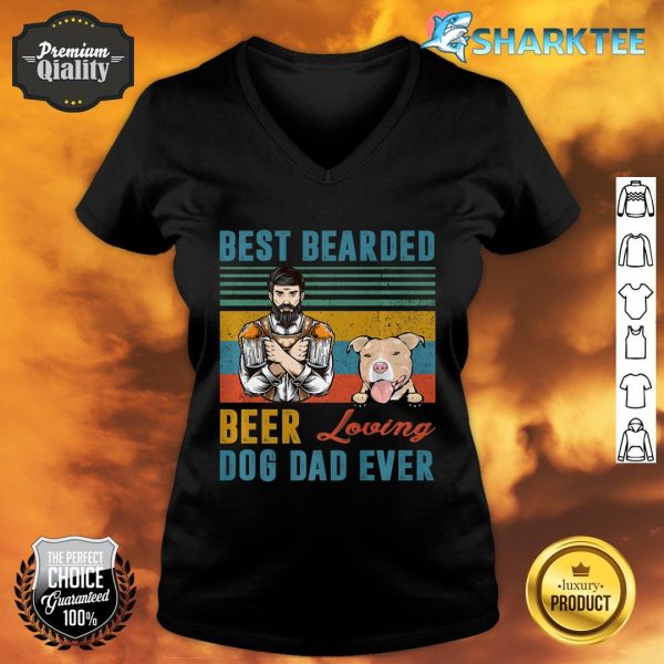 Best Bearded Beer Loving Dog Dad Ever Pit Bull Pet Lover Premium V-neck