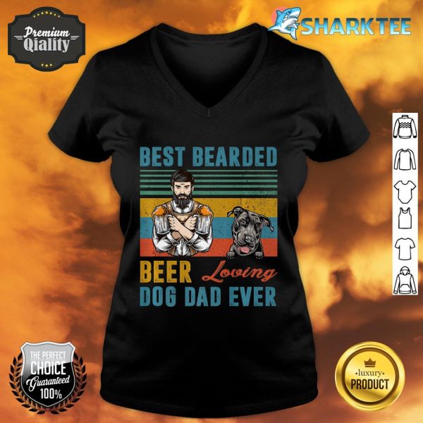 Best Bearded Beer Loving Dog Dad Ever Pit Bull Puppy Lover Premium V-neck