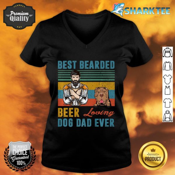 Best Bearded Beer Loving Dog Dad Ever Shar Pei Puppy Lover Premium V-neck