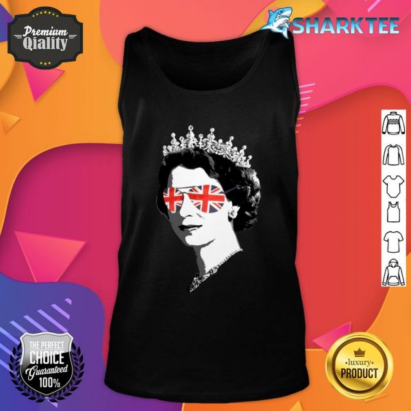 Queen Elizabeth II Sunglasses British Crown Union Jack Meme Tank top