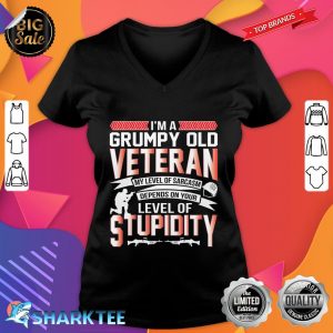 Funny Veteran Slogan for Dad Father Grandpa Grumpy V-neck
