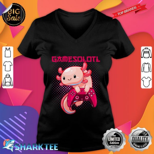 Gamer Axolotl Lover Cute Axolotl Gaming Video Gamer Gifts V-neck