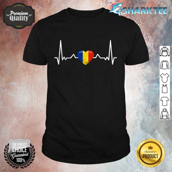 Heartbeat Romania Heart Vintage Romanian Flag Shirt