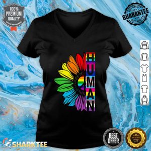 Human Sunflower Rainbow LGBT Flag Gay Pride Proud LGBTQ V-neck