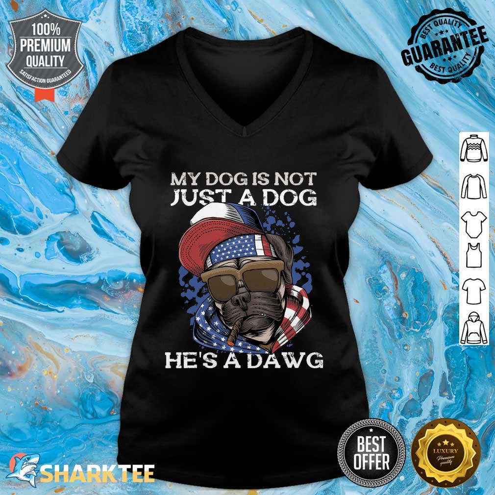 International Dog Day Funny Dog Pug Lovers USA Flag V-neck