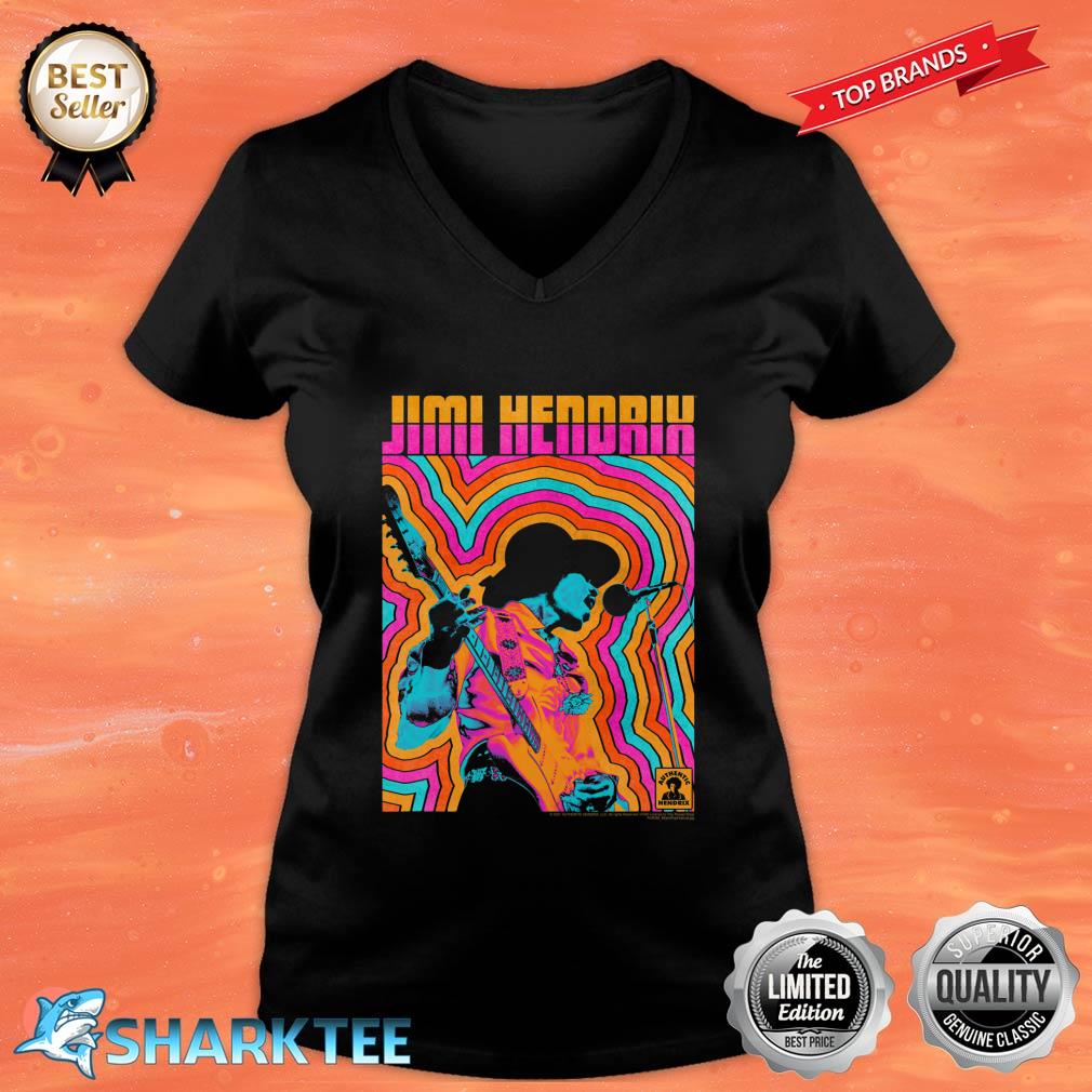 Jimi Hendrix Colorful Retro Vibe Lines V-neck 
