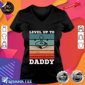 Mens First Time Dad Level Up To Daddy Gamer Father Fathers Day V-neck