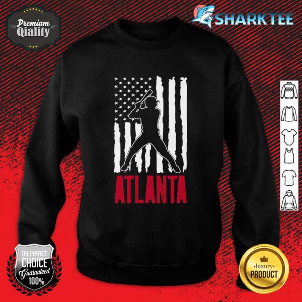 Nice Vintage Atlanta American Flag Distressed Baseball Sweatshirt
