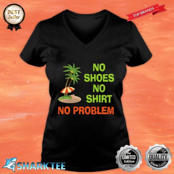 No Shoes No Shirt No Problem Palm Tree Island V-neck