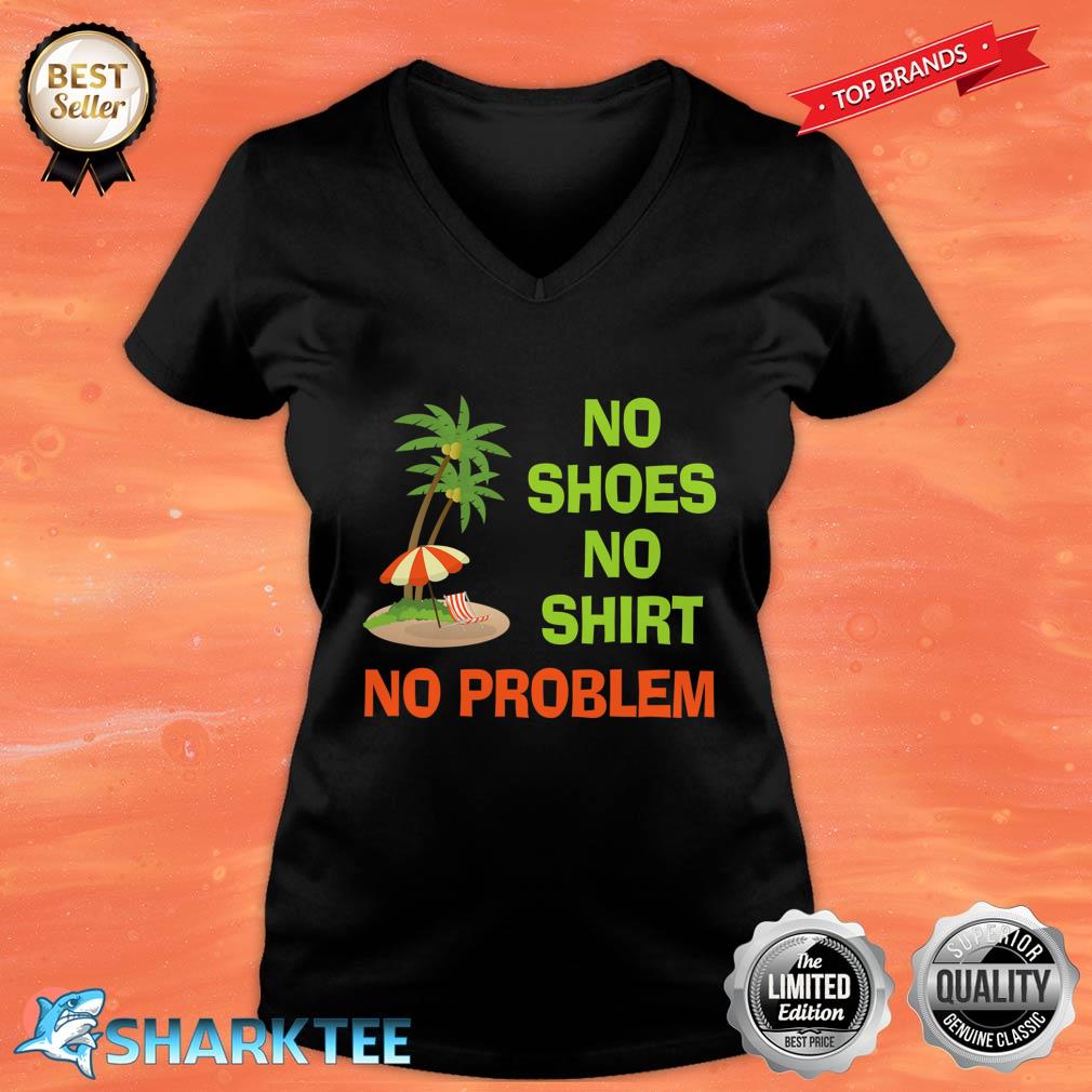 No Shoes No Shirt No Problem Palm Tree Island V-neck 