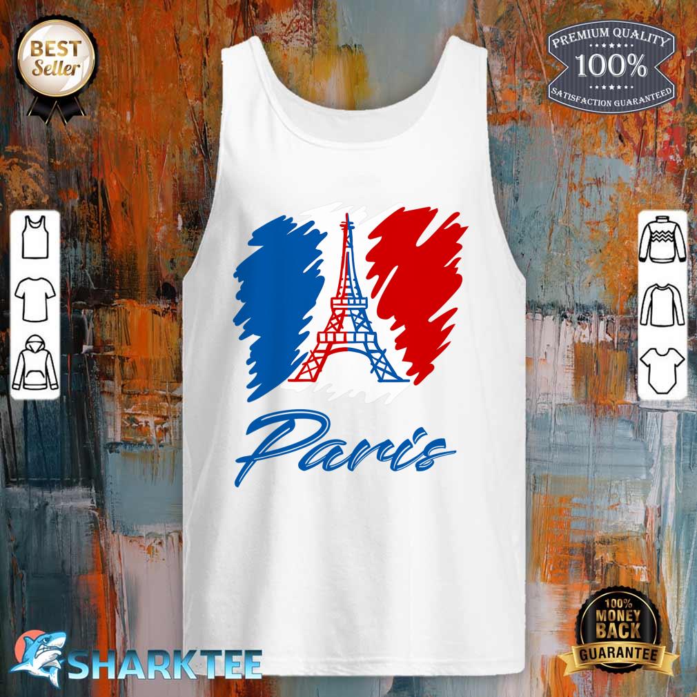 Paris Flag Eiffel Tower French Souvenir Vive la France Tank Top