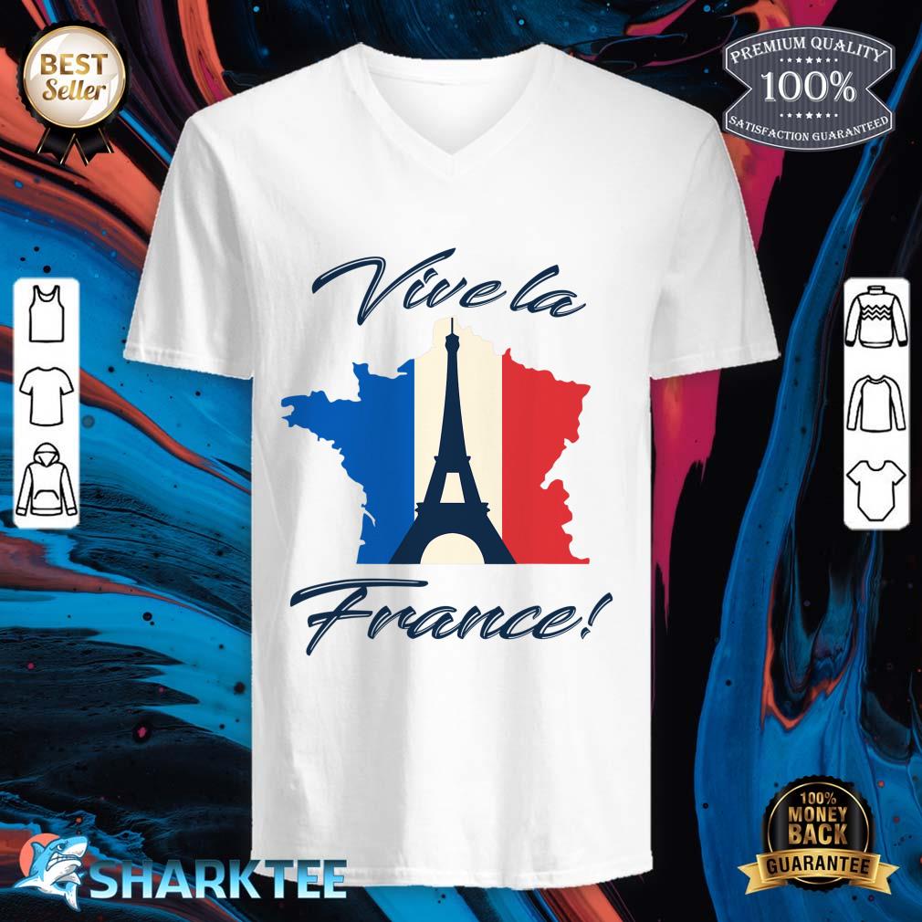 Paris France Flag Eiffel Tower French Souvenir Travel V-neck 