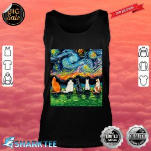 Starry Night Cats Impressionist Animal colorful Art by Aja Tank top