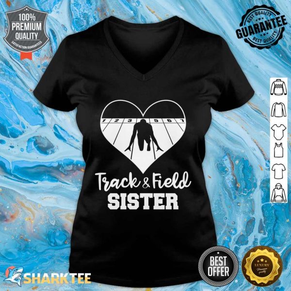 Track And Field Sister Heart Funny Athletic V-neck