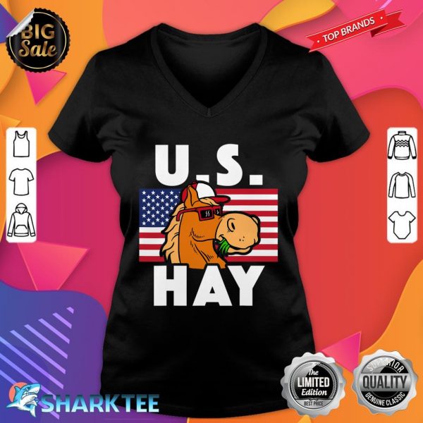 US Hay Funny July 4th Independence Day V-neck