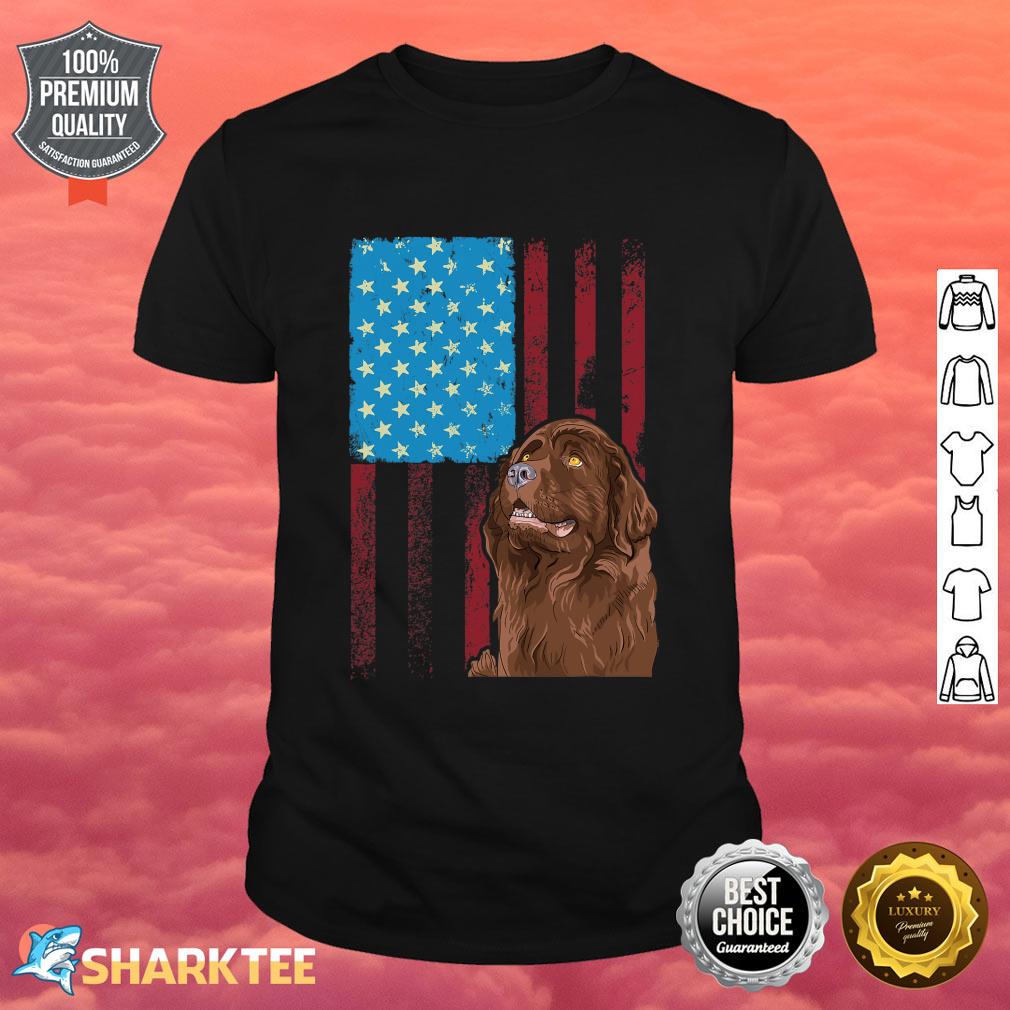 USA American Flag Patriotic Dog Newfoundland Shirt