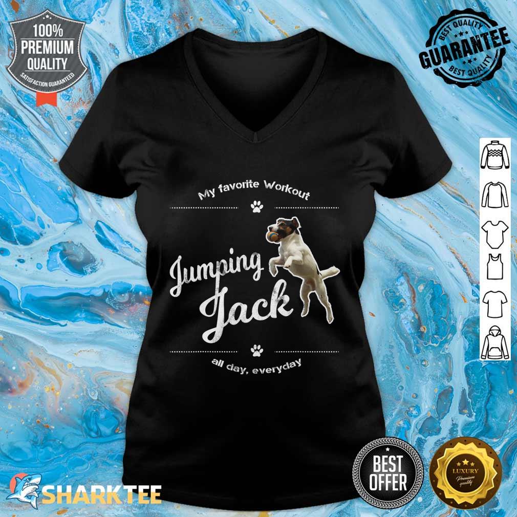 Jack Russell Terrier Dog Jumping Jack Tee Funny Gift V-neck