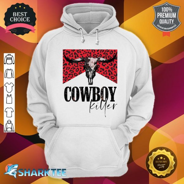 Western Cowgirl Leopard Punchy Cowboy Killers Bull Horn Hoodie