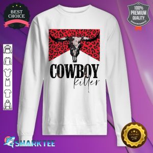 Western Cowgirl Leopard Punchy Cowboy Killers Bull Horn Sweatshirt