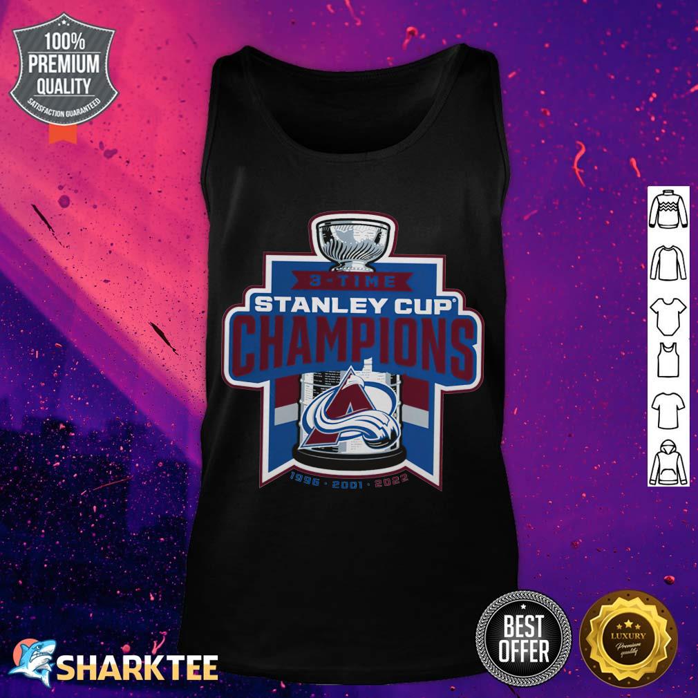 3-Time Colorado Avalanche Stanley Cup Champions 1996 2001 2022 Tank top