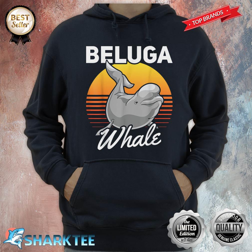 Retro Ocean Animal Ocean Mammal Sea Creature Beluga Whale Hoodie