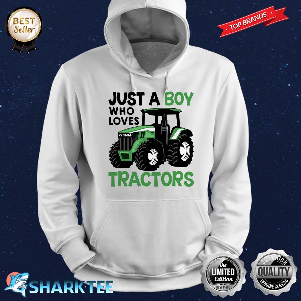 Funny Just A Boy Who Loves Tractors Farmer Hoodie