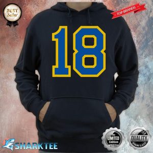 Number #18 Sport Jersey Birthday Age Lucky No. Blue Yellow Hoodie
