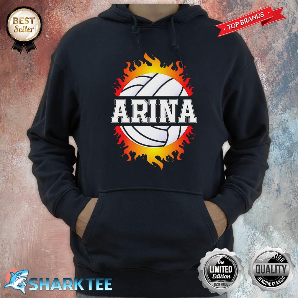 Arina Name Volleyball Player Girls Ball and Net Sports Fan Premium Hoodie