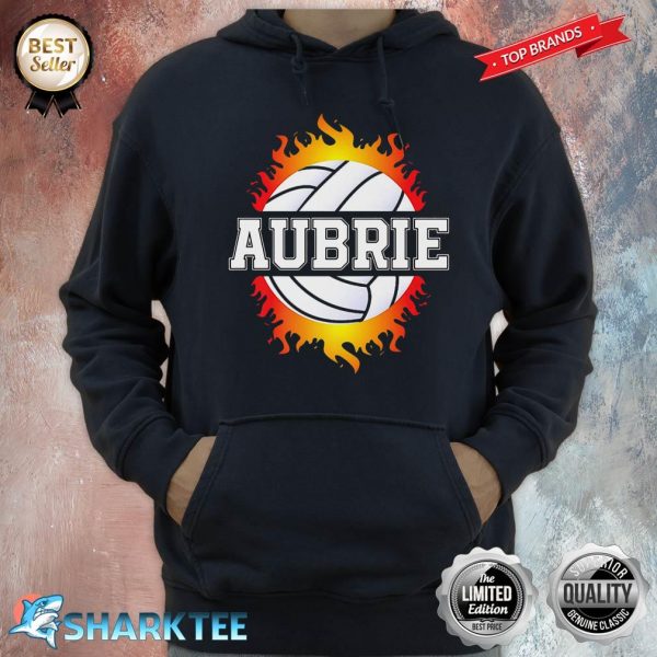 Aubrie Name Volleyball Player Girls Ball and Net Sports Fan Premium Hoodie