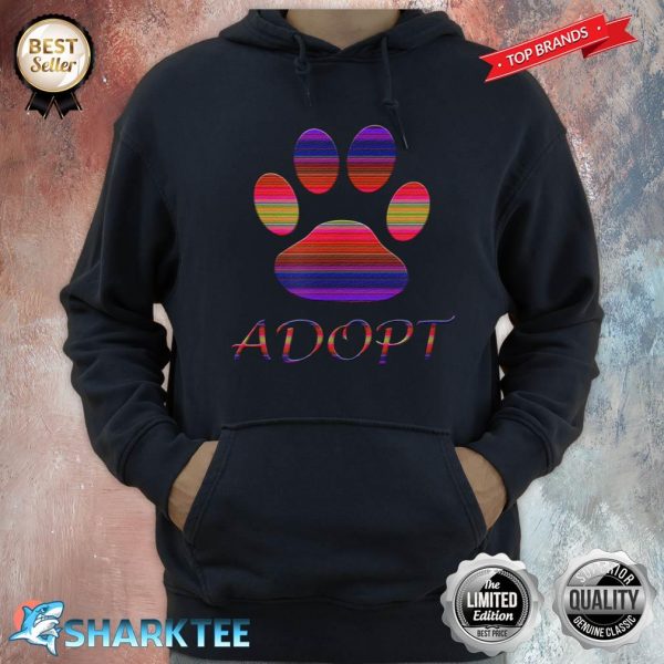 Adopt Animals Rescue Dog Paw Print Colorful Design Hoodie