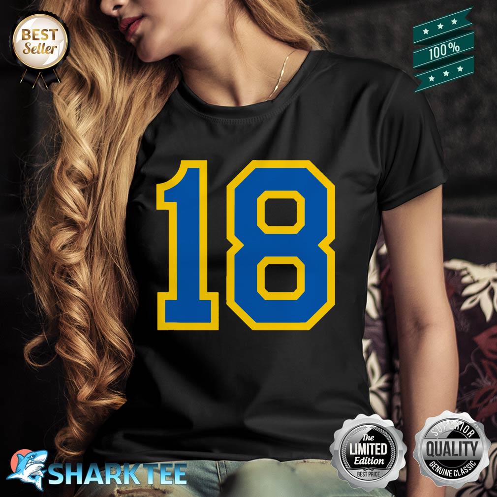 Number #18 Sport Jersey Birthday Age Lucky No. Blue Yellow Shirt