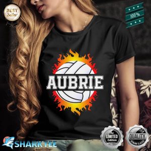 Aubrie Name Volleyball Player Girls Ball and Net Sports Fan Premium Shirt