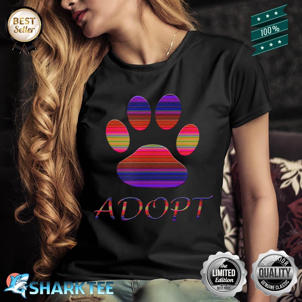 Adopt Animals Rescue Dog Paw Print Colorful Design Shirt