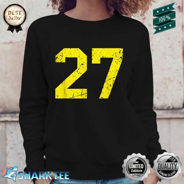 Lucky Number #27 Yellow Vintage Sports Player Fan Jersey Sweatshirt