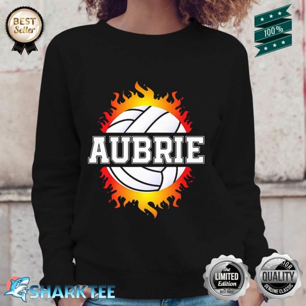 Aubrie Name Volleyball Player Girls Ball and Net Sports Fan Premium Sweatshirt