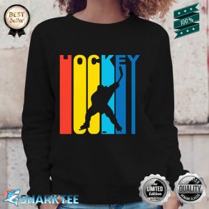 Retro 1970s Style Hockey Player Silhouette Sports Sweatshirt