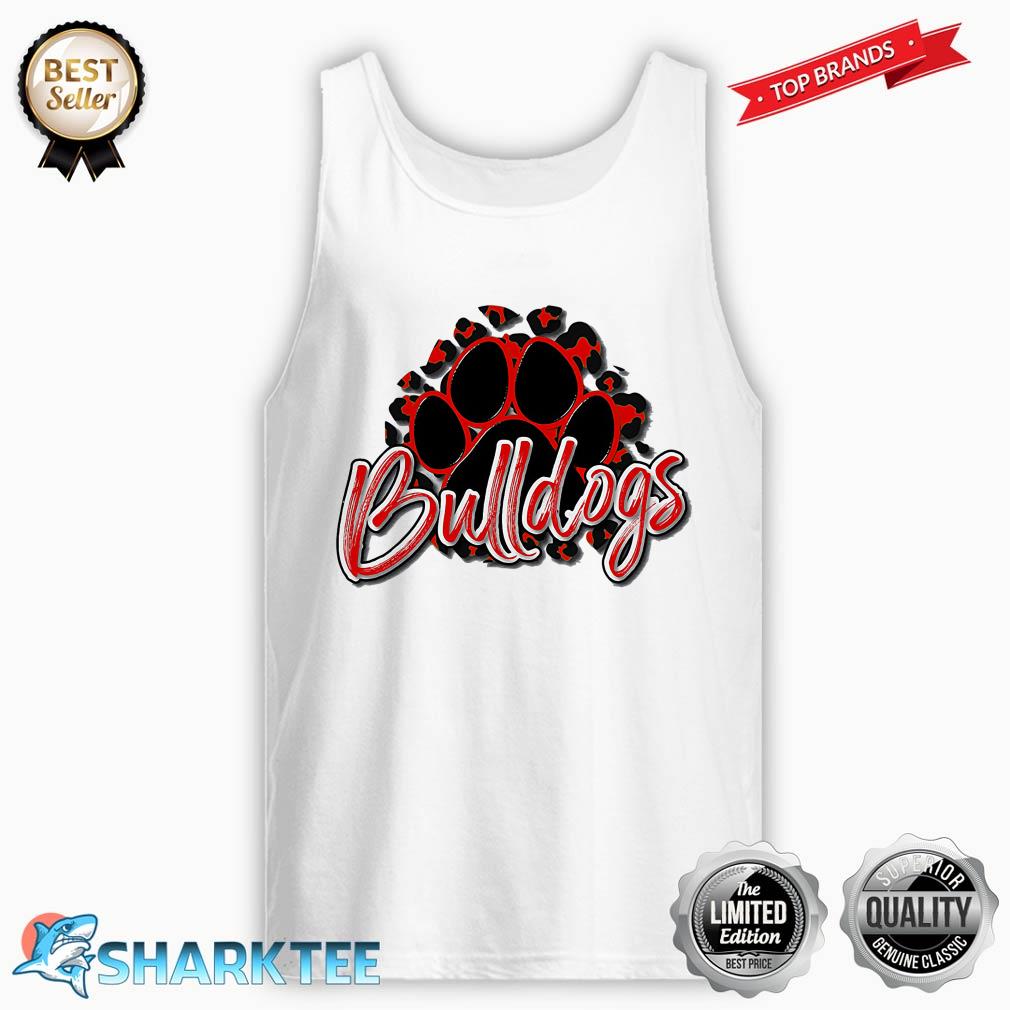 Bulldogs Red Black Cheetah School Sports Fan Team Spirit Tank-top