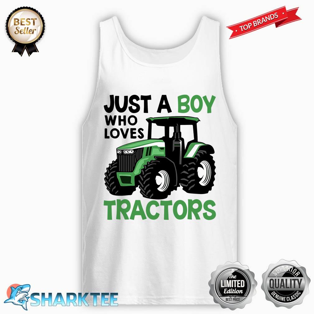 Funny Just A Boy Who Loves Tractors Farmer Tank-top