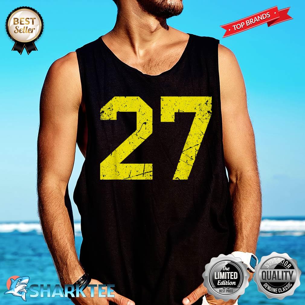Lucky Number #27 Yellow Vintage Sports Player Fan Jersey Tank-top