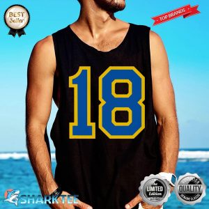 Number #18 Sport Jersey Birthday Age Lucky No. Blue Yellow Tank-top