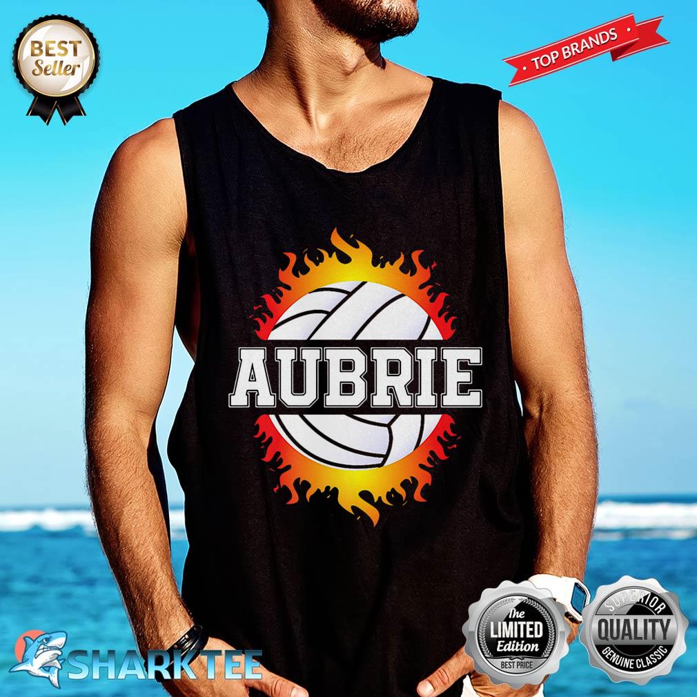 Aubrie Name Volleyball Player Girls Ball and Net Sports Fan Premium Tank-top