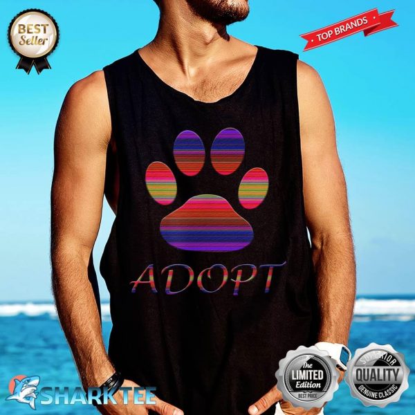 Adopt Animals Rescue Dog Paw Print Colorful Design Tank-top