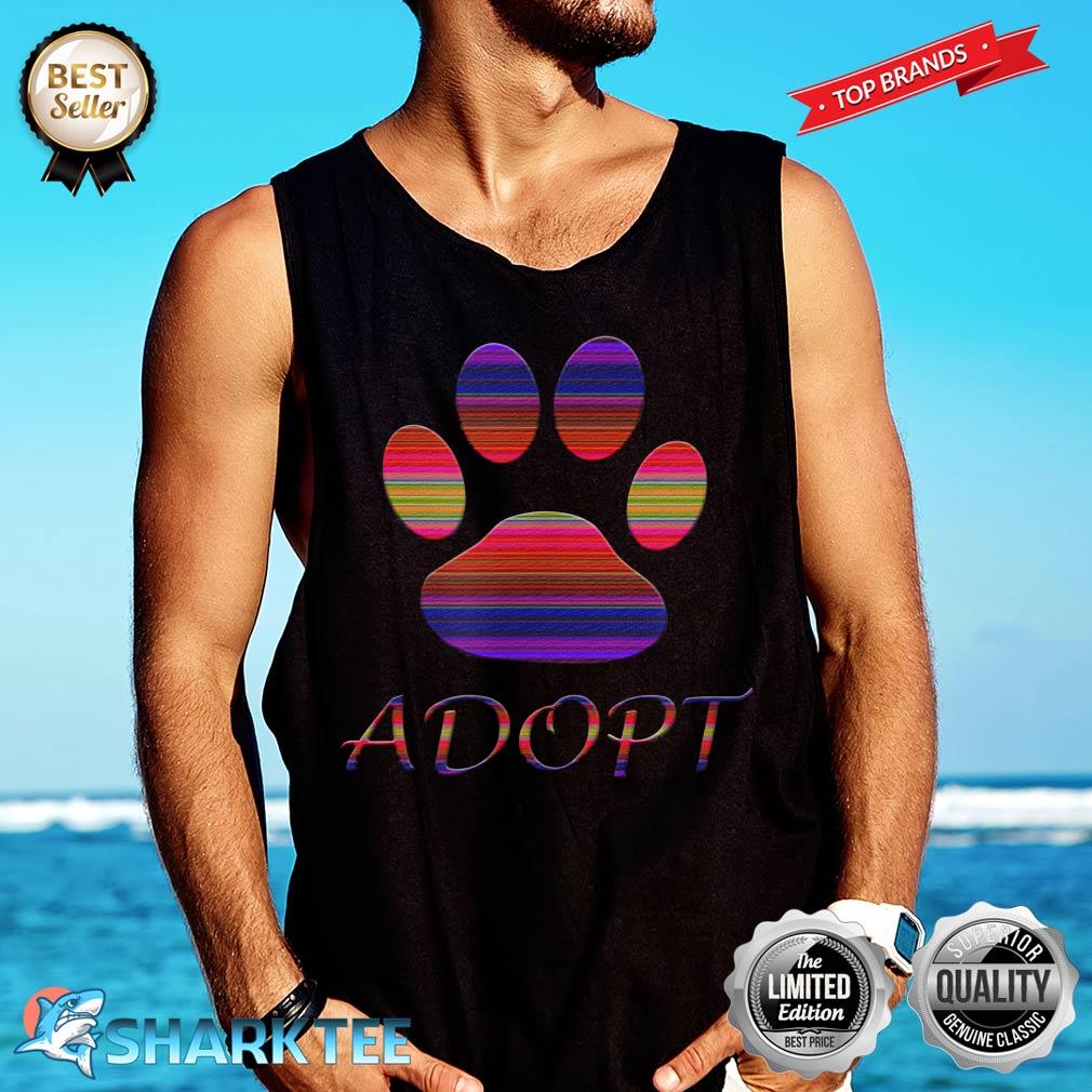 Adopt Animals Rescue Dog Paw Print Colorful Design Tank-top