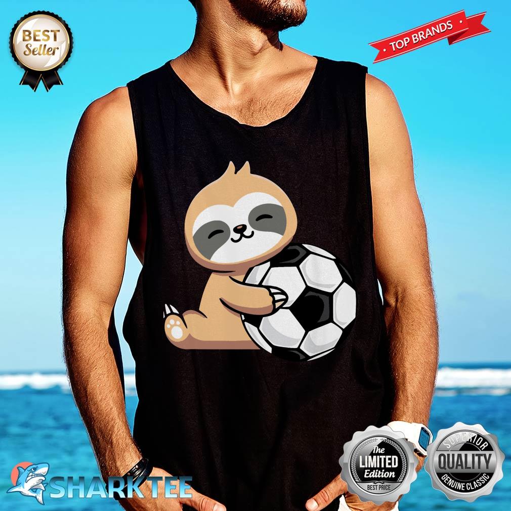 Sloth Soccer Cute Sloth Holding Soccer Ball Sport Tank-top