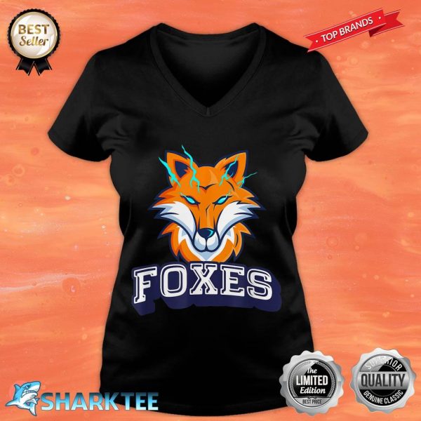 Foxes Lovers Fan Animal Wildlife Team Supporter Sports V-neck
